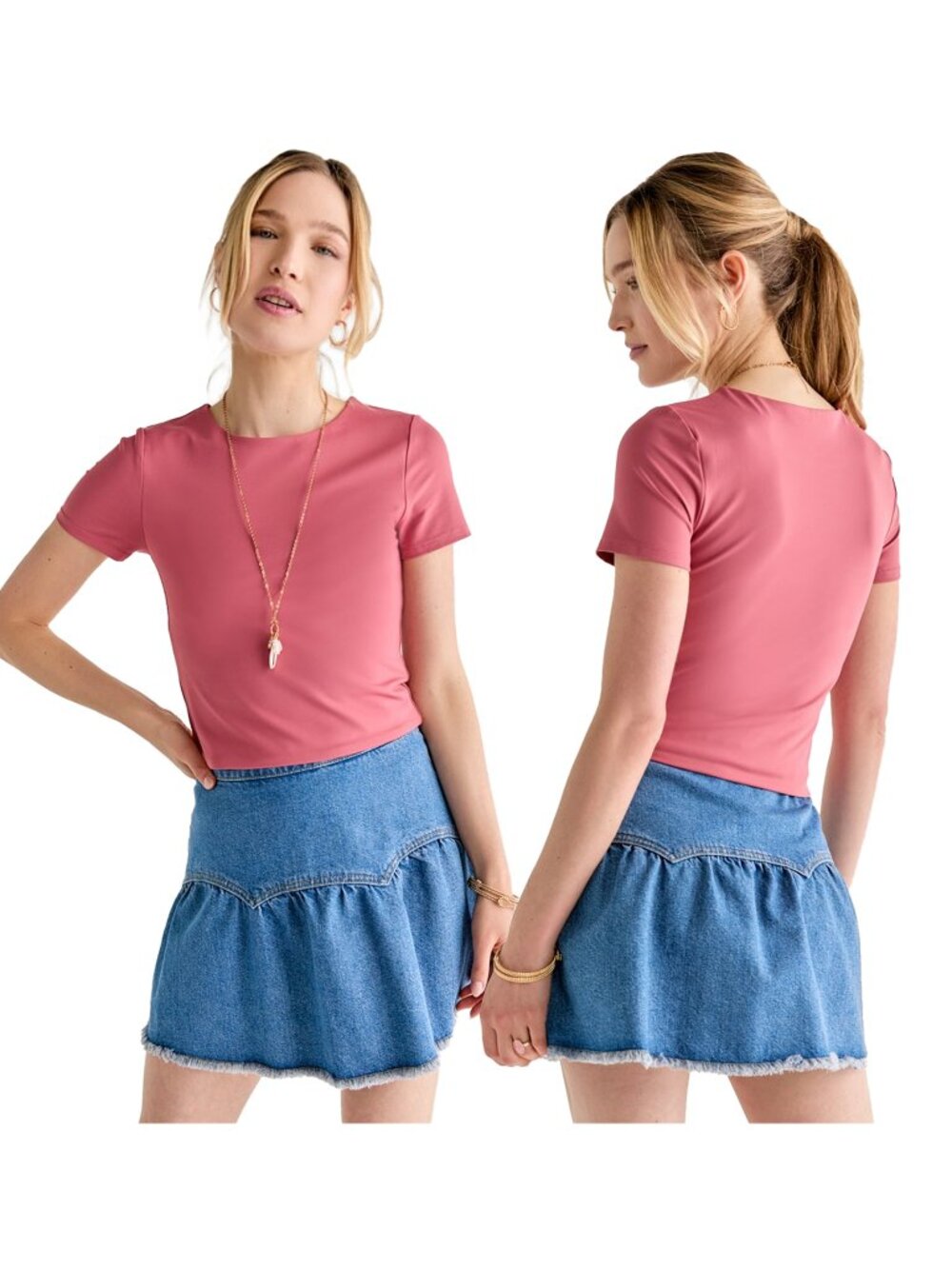 Blue Rain Francesca’s Top Womens Size S Mauve Cropped Short Sleeve Double Lined